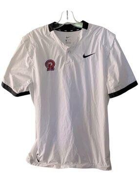 Nike Swoosh Men’s Windbreaker Shirt White and Black Short Sleeves Size Medium